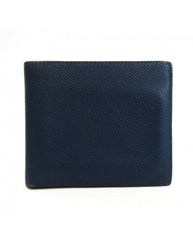 Hermes Mens Leather Bill Wallet (bi-fold) Navy une grave pollution 