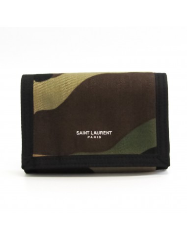 Yves Saint Laurent Camouflage 556433 Unisex Canvas Wallet (tri-fold) BlackGreen de l' environnement