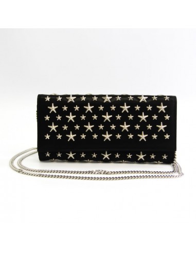 Jimmy Choo Womens Leather Studded Chain/Shoulder Wallet Black des créatures d'habitude