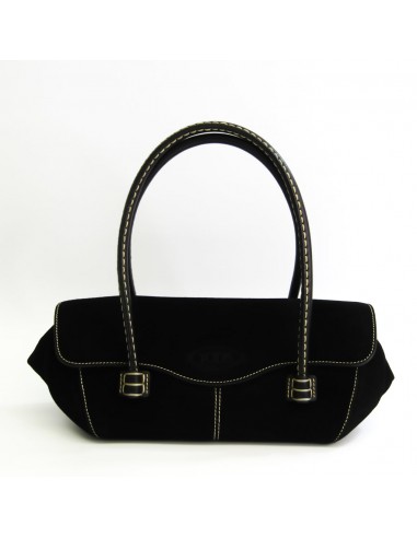 Tods Womens LeatherSuede Handbag Black de votre