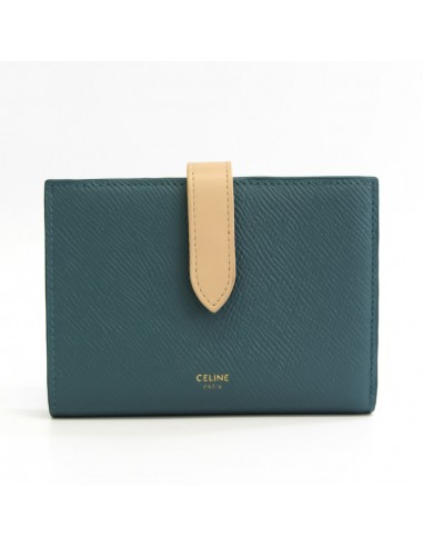 Celine Medium Strap Wallet Bicolor 10B643BRU Womens Calfskin Wallet (bi-fold) BeigeBlue acheter en ligne