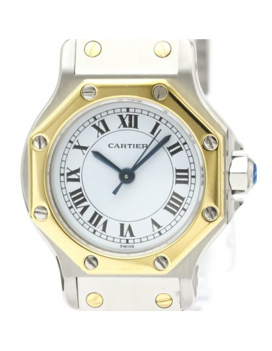 CARTIER Santos Octagon 18K Gold Steel Automatic Ladies Watch de la marque