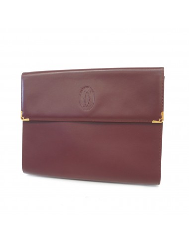 Auth Cartier Must Clutch Bag Womens Leather Clutch Bag Bordeaux Faites des économies