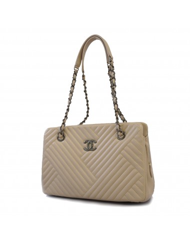 Auth Chanel Chain Tote Bag Womens Leather HandbagTote Bag Beige À commander