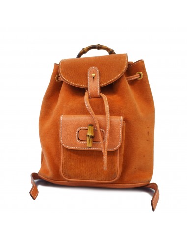 Auth Gucci Bamboo Rucksack 003 2058 0030 Womens Suede Backpack Orange de pas cher