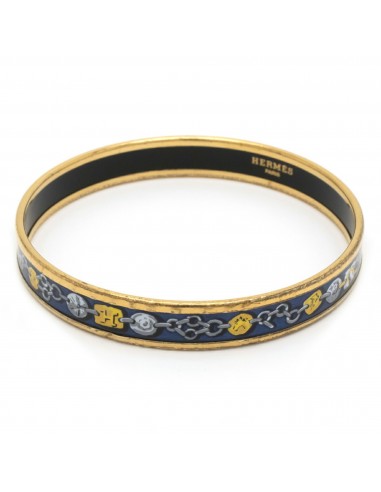 HERMES Hermes Email PM Bangle Bracelet Cloisonne Gold GP Blue Yellow Dans la société mordern