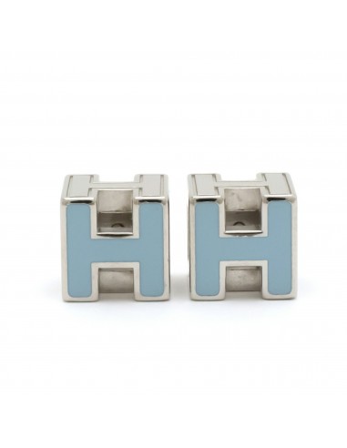 HERMES Hermes Cage Do Ash H Cube Earrings Light Blue Silver Color plus qu'un jeu 