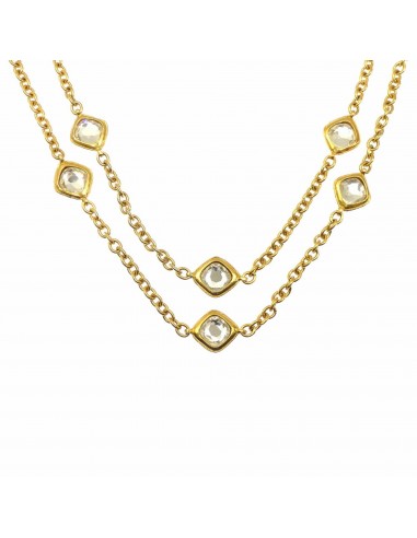 Chanel Design Necklace Womens Rhinestone GP Gold Color Long Double Chain sélection de produits